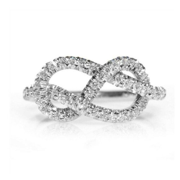 New Beautiful 925 Silver White Sapphire Infinity Knot Ring - Picture 3 of 3